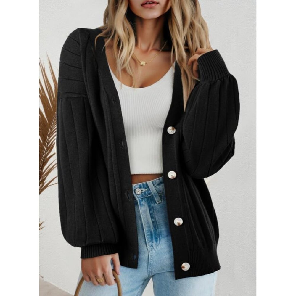 Versatile Black Button Down Cardigan - Cozy Layer… - image 2